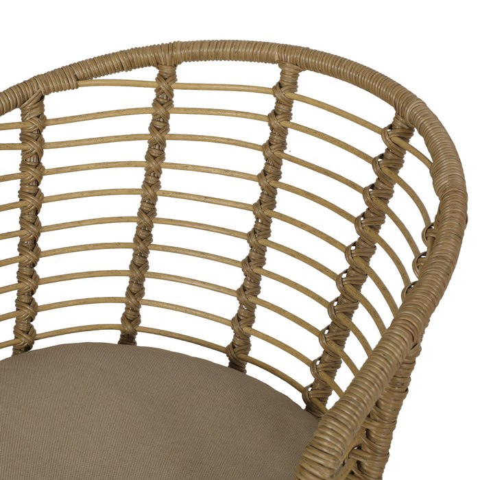 Randy - Modern Wicker Chair With Water Resistant Cushions - Brown / Beige