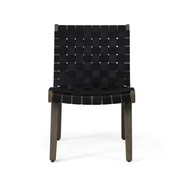 Lounge Chair With Stunning Rope Weave Design, (Set of 2) - Black