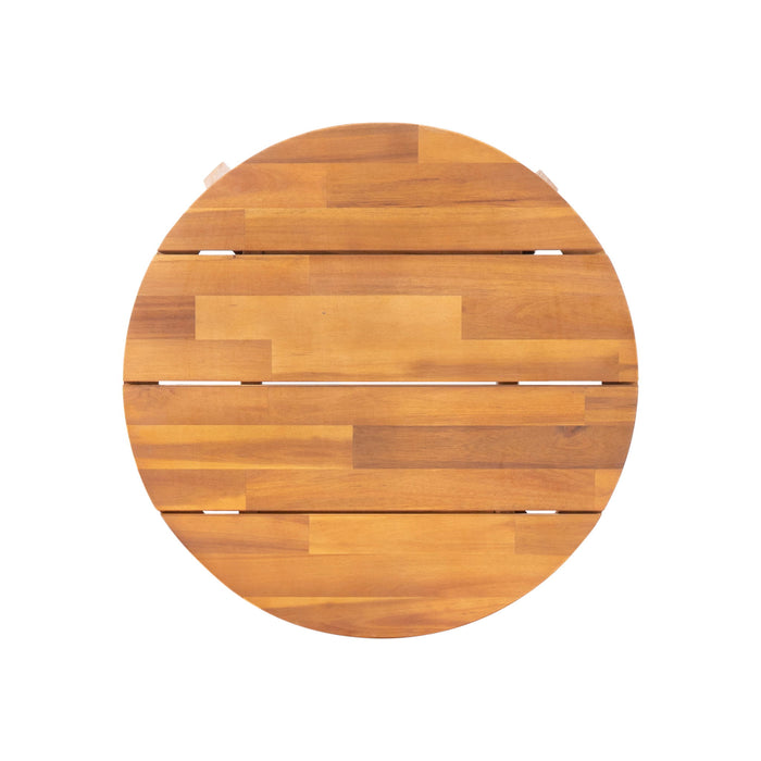 Outdoor Side Table With Slat Top - Brown