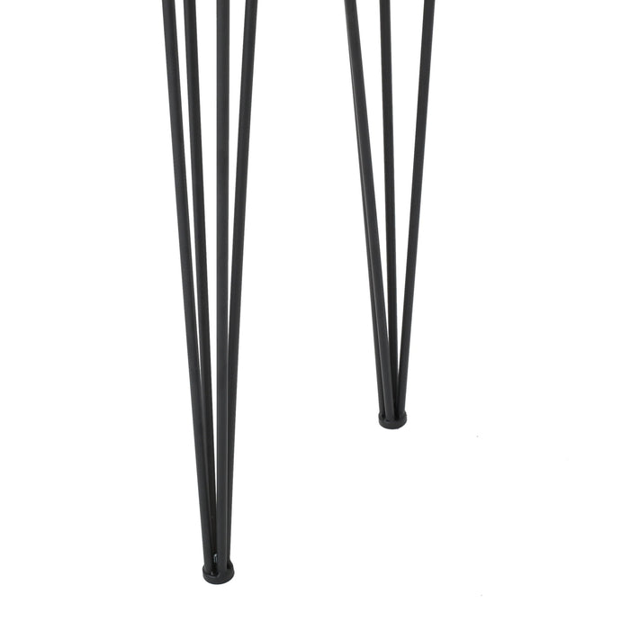 Modern Industrial Breakfast Bar Table, Metal Hairpin Legs & Wood Veneer Top - Natural