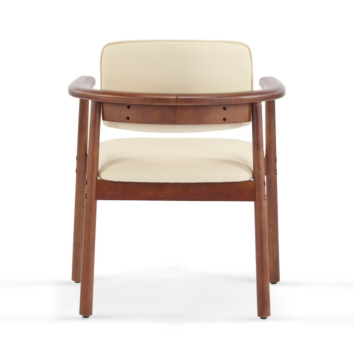 Dining Room Chairs, Ideal For Home & Kitchen (Set of 2) - Beige / Dark Walnut