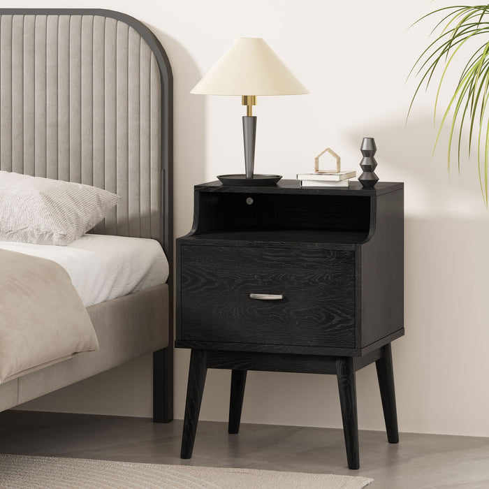 Starla - Wooden Nightstand - Black