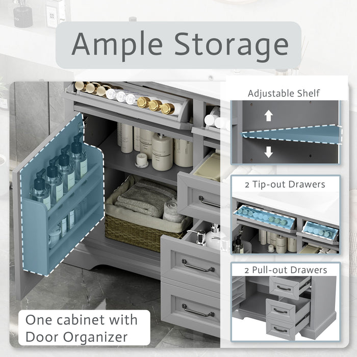 36" Bathroom Vanity With Sink, 2 Tip-Out Drawers, Soft Close Hinges