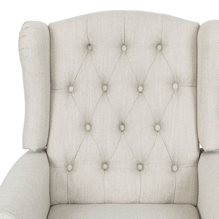 Contemporary Tufted Fabric Push Back Recliner - Beige