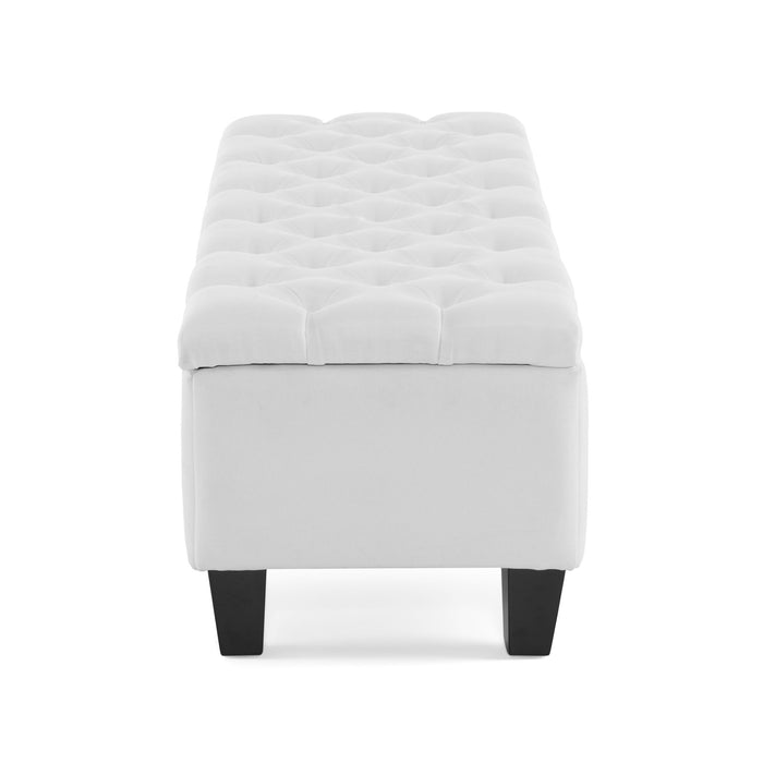 Contemporary Button Tufted And Diamond Stitched Storage Ottoman