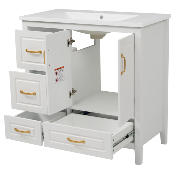 Bathroom Vanity With Sink, Soft Closing Doors & Drawers, Metal Handles