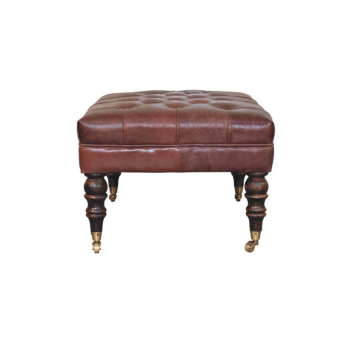Buffalo - Leather Ottoman With Castor Legs
