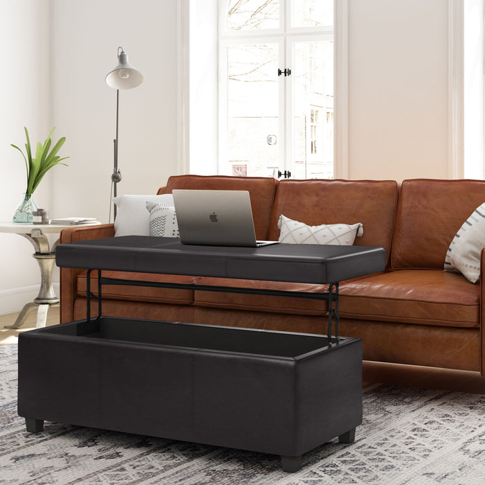Avalon - Lift Top Rectangular Storage Ottoman - Tanners Brown