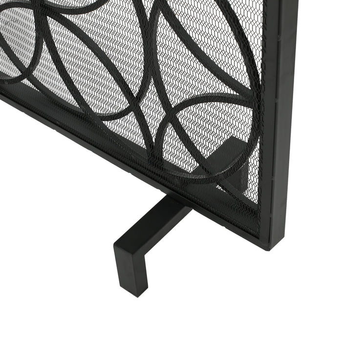 Thayer - Single Panel Iron Fireplace Screen With Geometric Design