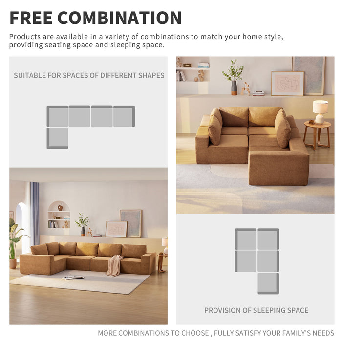 Modular Sectional With Wide Seat Free Combination L Shaped Couch Set Cloud Upholstered Minimalist Boneless Sofa