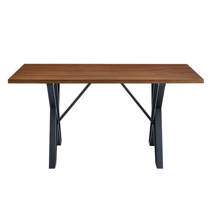 Industrial Style Indoor Dining Table With Metal Legs - Walnut / Black