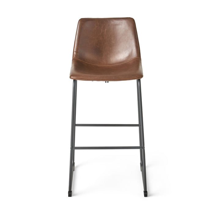 Barstool With Upholstery And Foot Rail - Vintage Brown