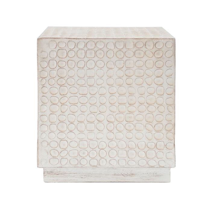 Chic Modern Mgo Cube Side Table With Fluted Design - Antique Brown