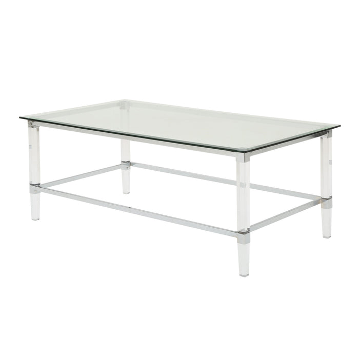 Ultra Modern Rectangle Coffee Table With Tempered Glass Surface - Clear