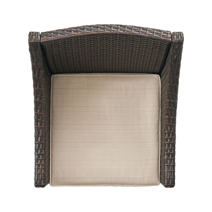 Outdoor Rattan Dining Chair With Straight Legs And Sloped Arms (Sey of 2)