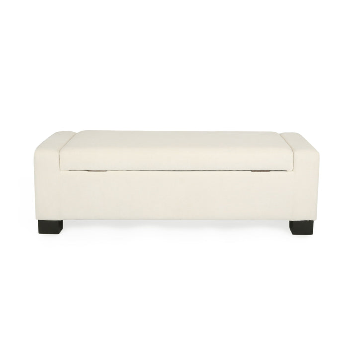 Textured Fabric Ottoman Bench With Hinged Lid