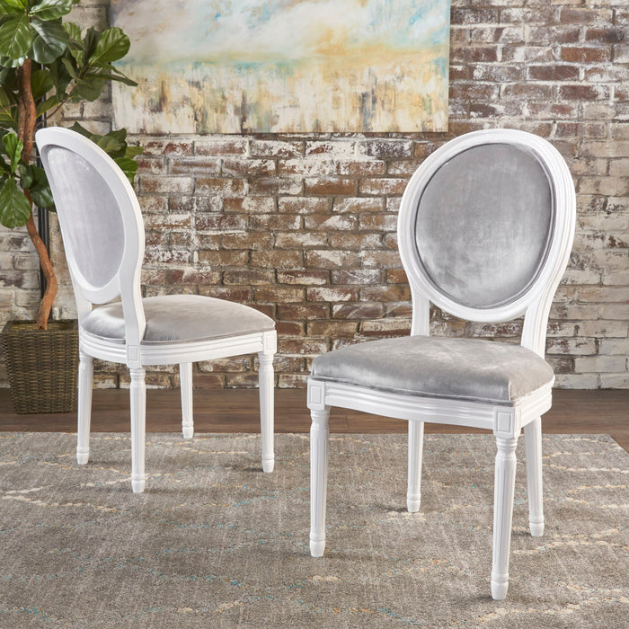 French Country Dining Chair Set With Round Backrest