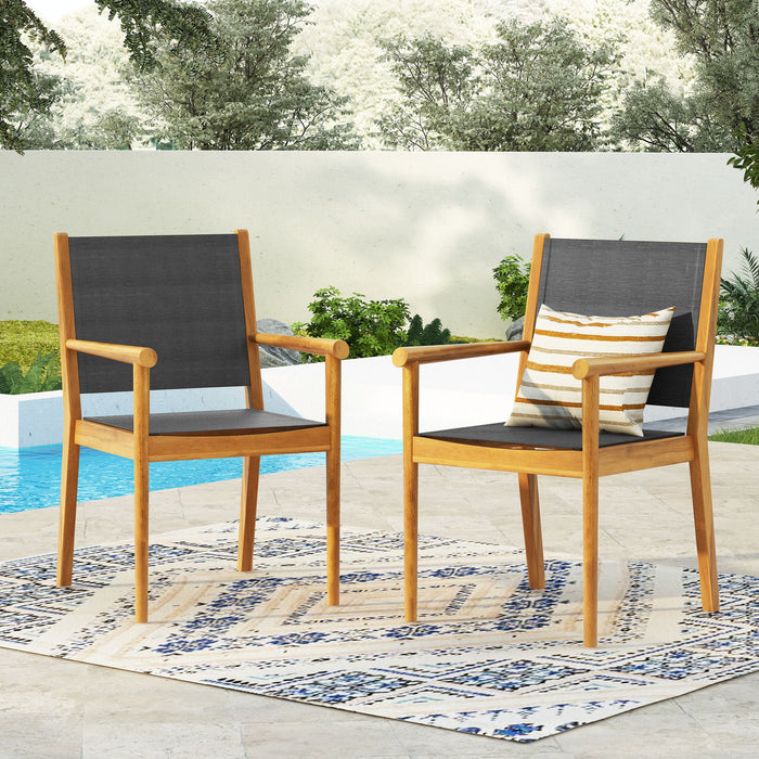 Cordoba - Dining Chair Set With Acacia Wood Frame And Textilen Upholstery (Set of 2) - Teak
