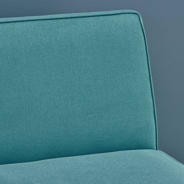 Contemporary Loveseat With Upholstered Fabric And Birch Wood Legs