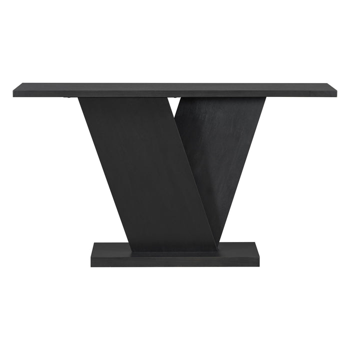 Console Table With V Shape Base, Sculptural Entryway Accent
