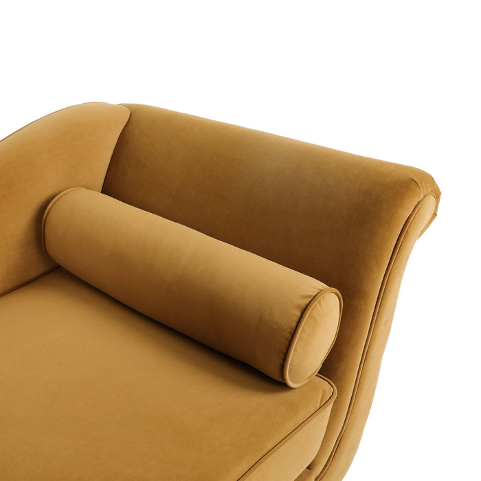 Auroral - Upholstered Chaise Lounge With Scrolled Arms And Tapered Legs