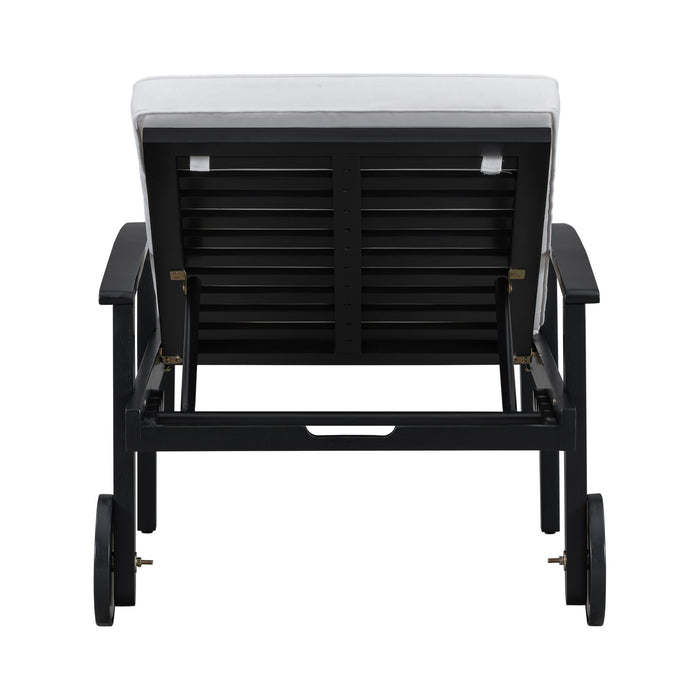 Jason - Black Chaise Lounge Adjustable Acacia Wood Outdoor Furniture