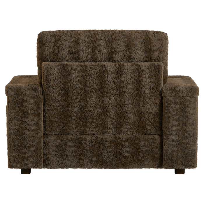 Oversized Chaise Lounge Indoor Rabbit Fur Sofa Bed With Storage Ottoman And Armrests Cup Holders With Deep Seat