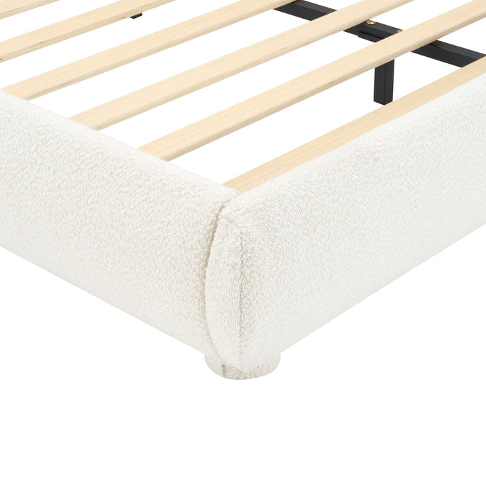 Upholstered Simple Modern Bedroom Bed With Curved Headboard