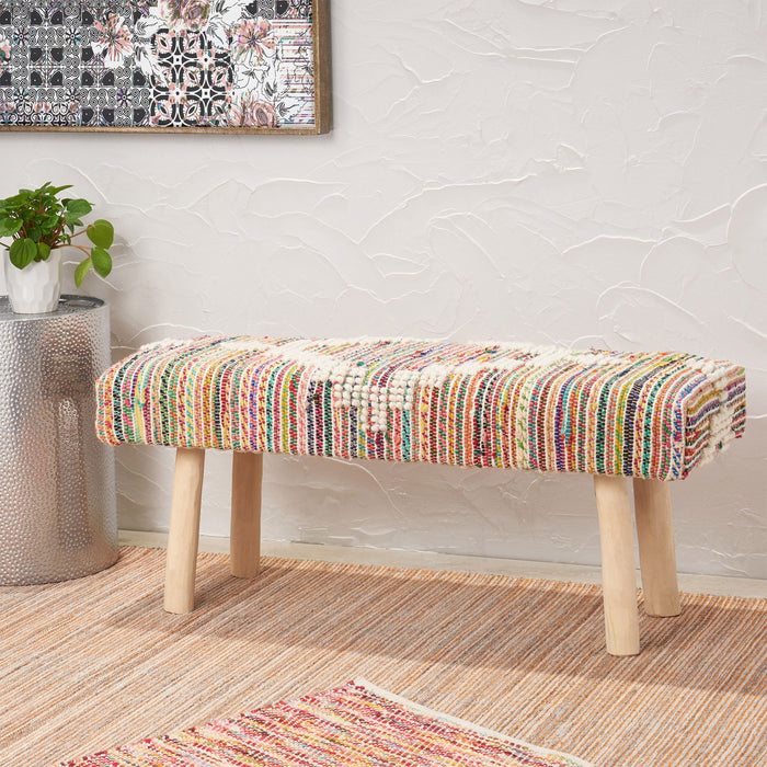 Prytania - Boho Handmade Fabric Upholstered Bench