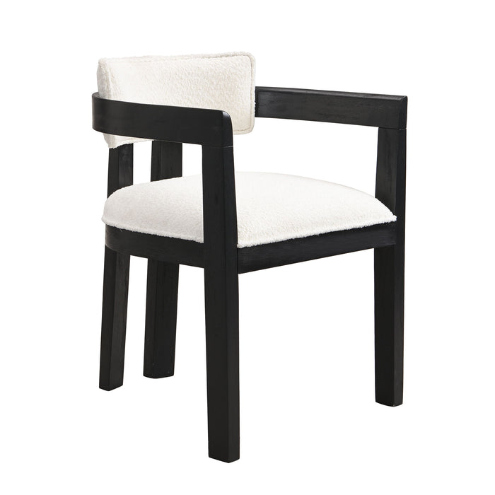 Modern Boucle Fabric Dining Chair With Armrest