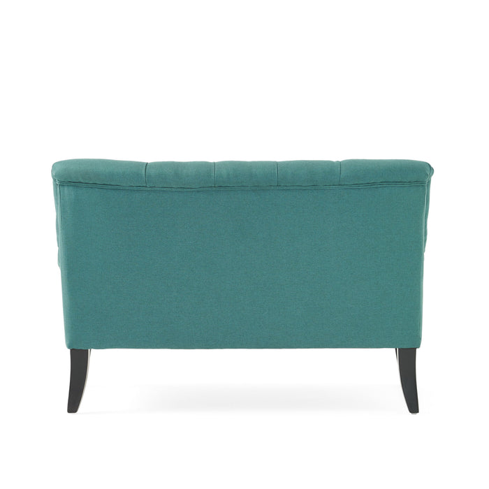 Nicole - French Style Upholstered Loveseat With Tufted Backrest - Teal