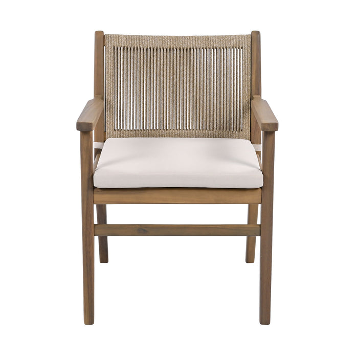 Outdoor Acacia Wood Patio Dining Armchair (Set of 2)