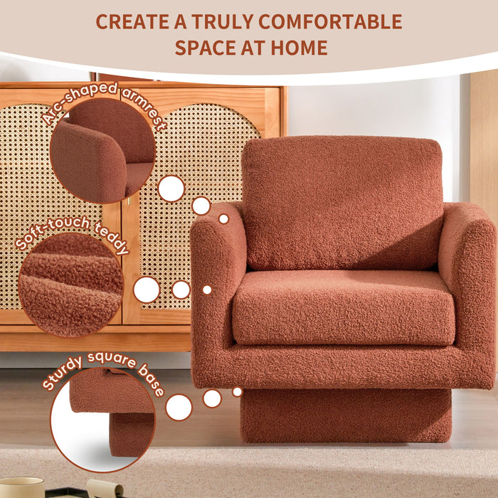 360° Modern Swivel Accent Chair Round Armchair, Thick Padded Single Lounge Sofa Upholstered Comfy