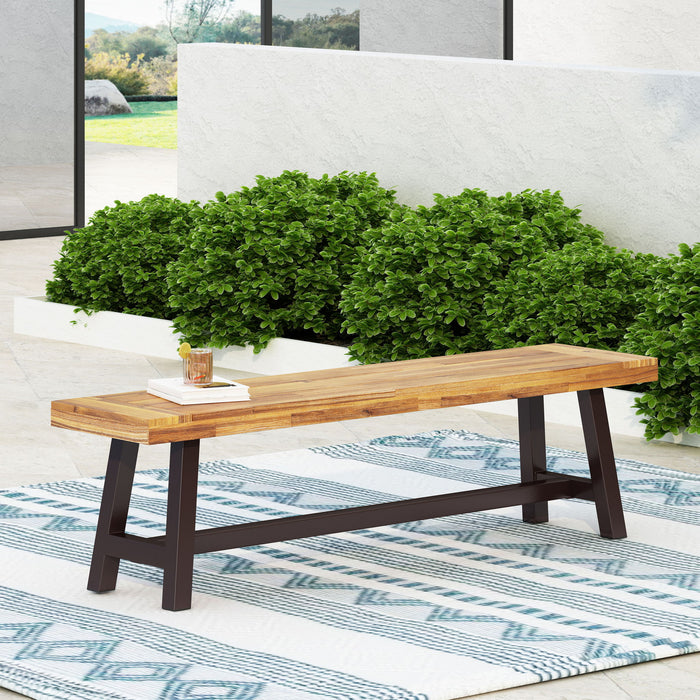 Tranquilizer - Outdoor Acacia Wood Bench With Slat Panel Design