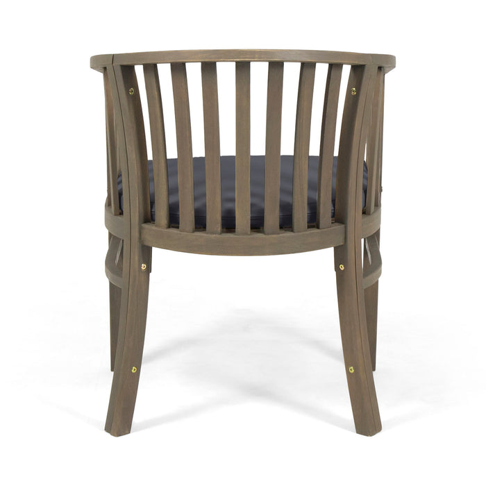 Outdoor Wooden Dining Chairs With Cushions (Set of 2)