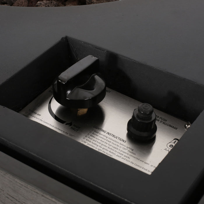 Rustic Style Outdoor Square Propane Fire Pit, 40,000 Btu