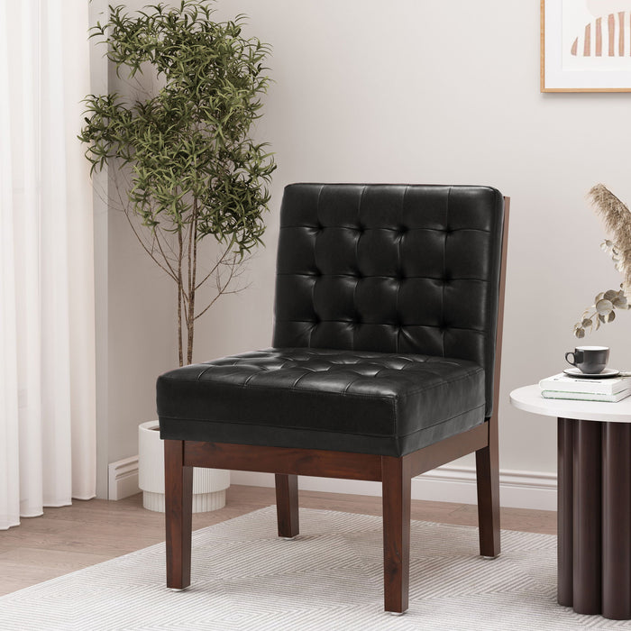 Contemporary Accent Chair With Tufted Waffle Stitch - Black
