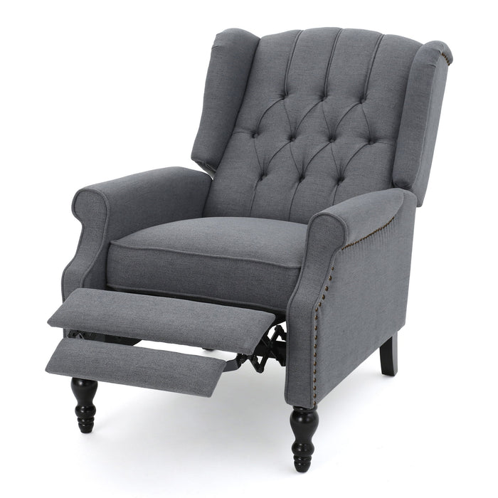 Armchair Recliner With Pushback Mechanism And Wingback Design