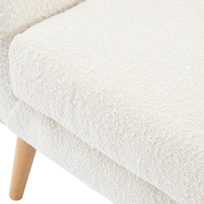 Ergonomic Accent Chair With Button Tufted Design And Rubber Wood Legs - Almond