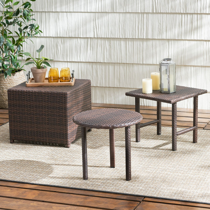 Lido - 3 Pieces Table Set - Brown Multi