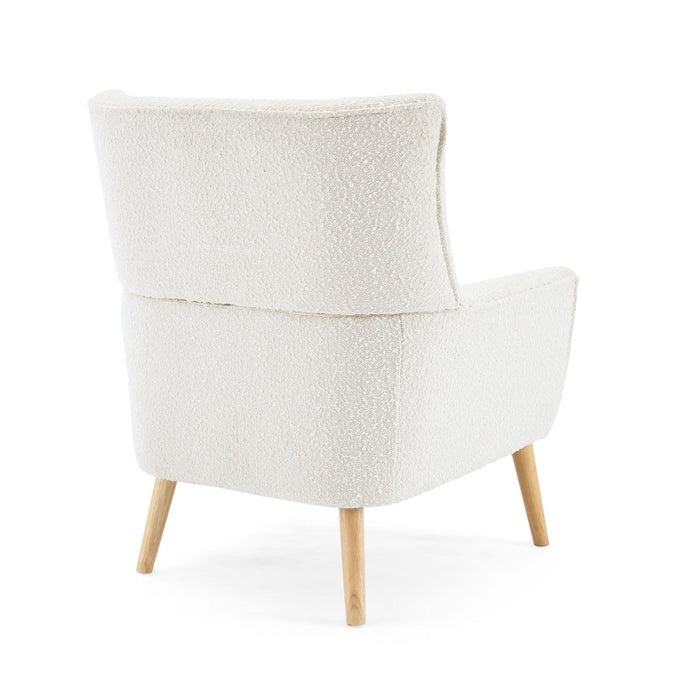 Ergonomic Accent Chair With Button Tufted Design And Rubber Wood Legs - Almond