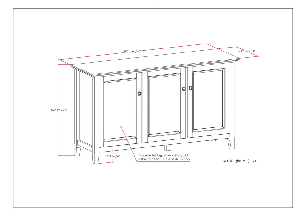 Amherst - Wide 3 Door Storage Cabinet - Hickory Brown