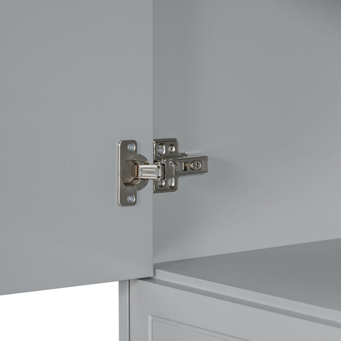 Modern Bathroom Storage Cabinet With Two Laundry Baskets, One Drawer, Adjustable Shelf