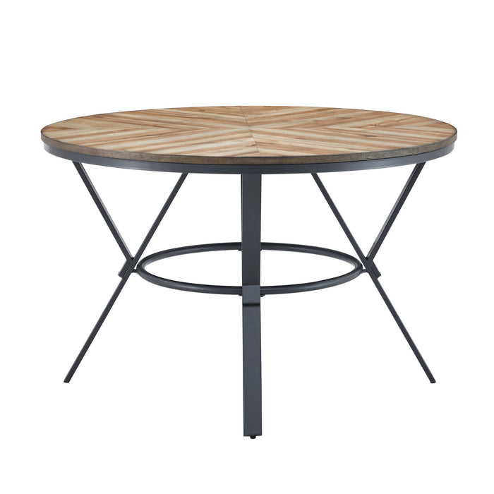 Modern Style Indoor Dining Round Table With Metal Legs - Light Birch