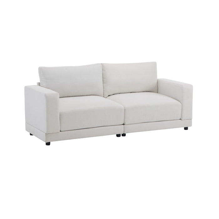 Modern Square Arm Sofa With Soft Fabric Upholstery, Deep Cushions