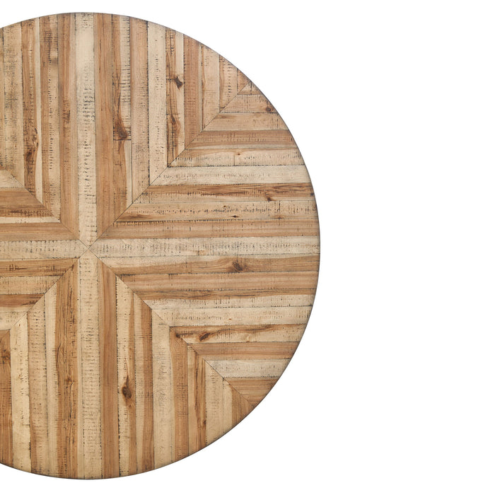 Modern Style Indoor Dining Round Table With Metal Legs - Light Birch