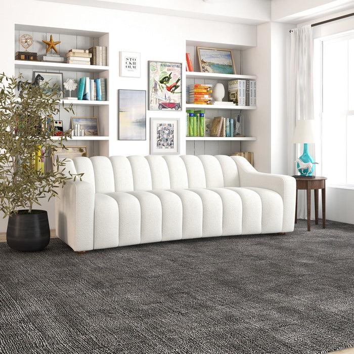 Marcus - Luxury Tight Back Boucle Couch - Cream / Creamy White / Ivory