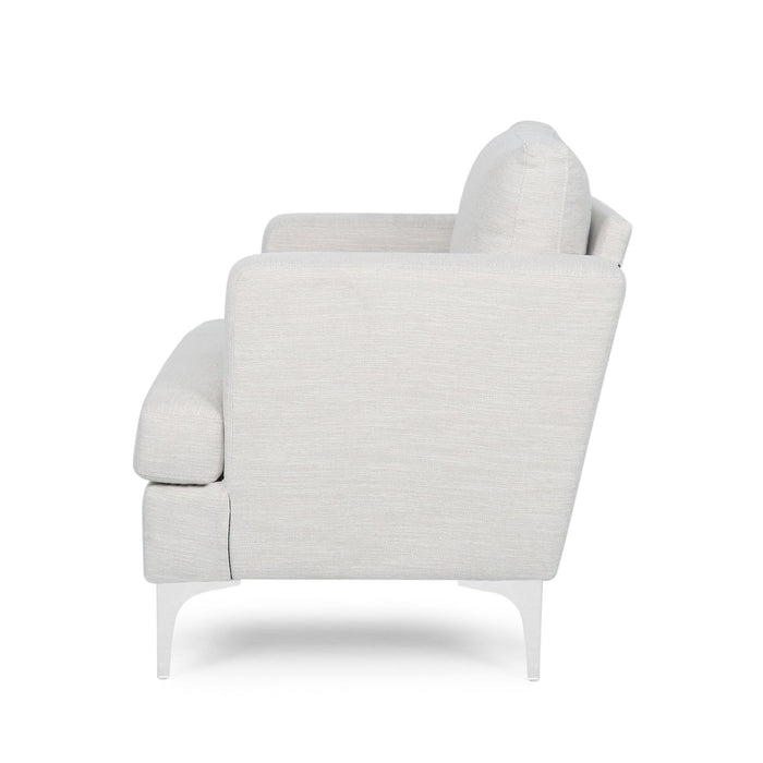 Upholstered Fabric Club Chair With Iron Legs - Beige