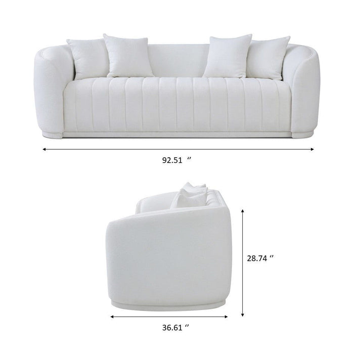 Markus - Mid-Century Modern Luxury Tight Back Couch - White