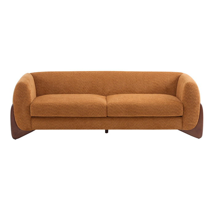 Contemporary Boucle Sherpa Sofa With Birch Wood Legs